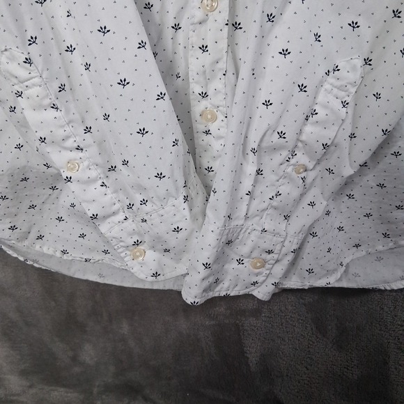 J Crew Classic Button Down Long Sleeve Shirt Mens Size LT White Floral Print - Picture 5 of 8